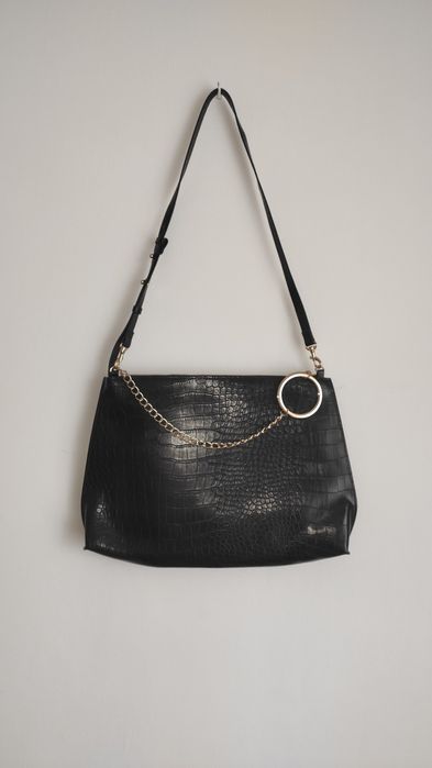 H&M nowa czarna torebka z łańcuchem wąż krokodyl