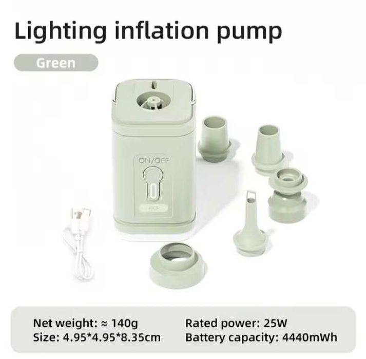Elektryczna pompka z akumulatorem! 3 w 1 z oświetleniem