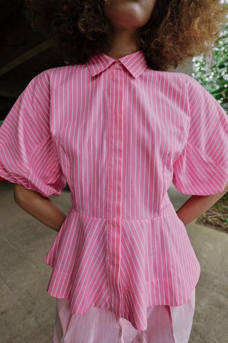 Camisa popelina às riscas M (Nova)