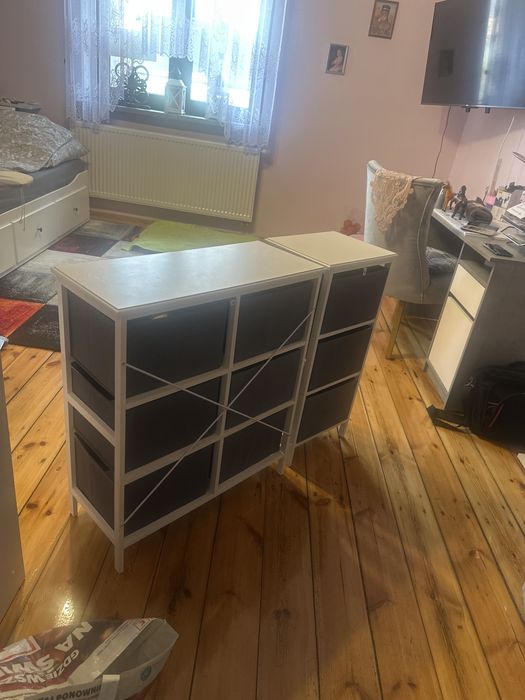 Komoda 2 sztuki kolor szaro biały