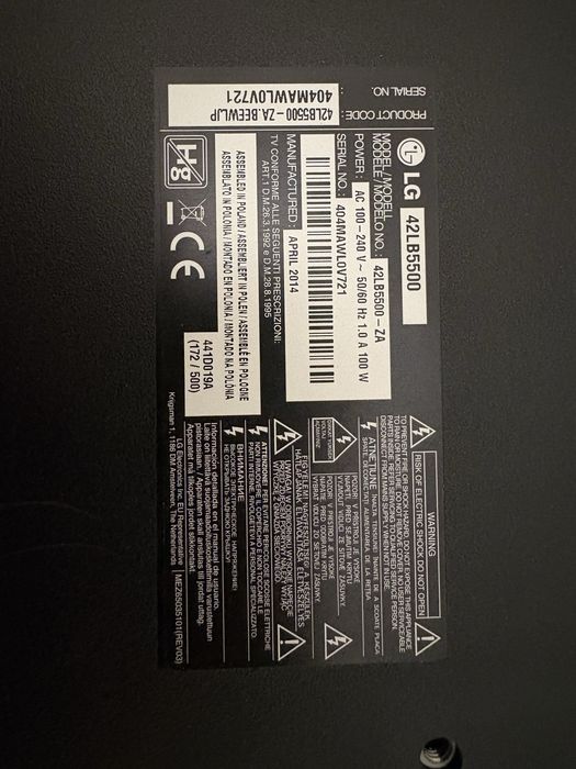 Telewizor LG 42 cale uszkodzony na części / do naprawy