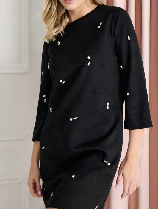 Sukienka mini zamszowa S z koralikami