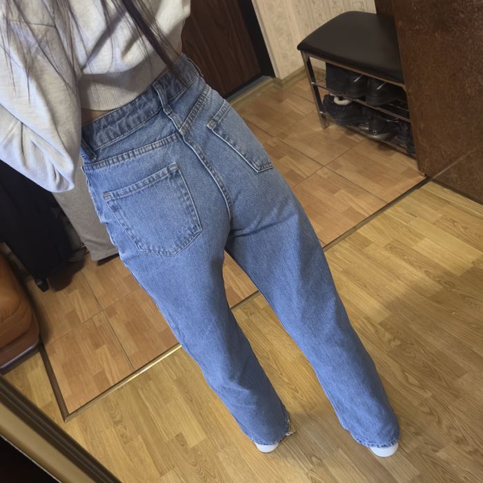 Широкі джинси палаццо, сині джинси з дірками 34/Xs wide leg