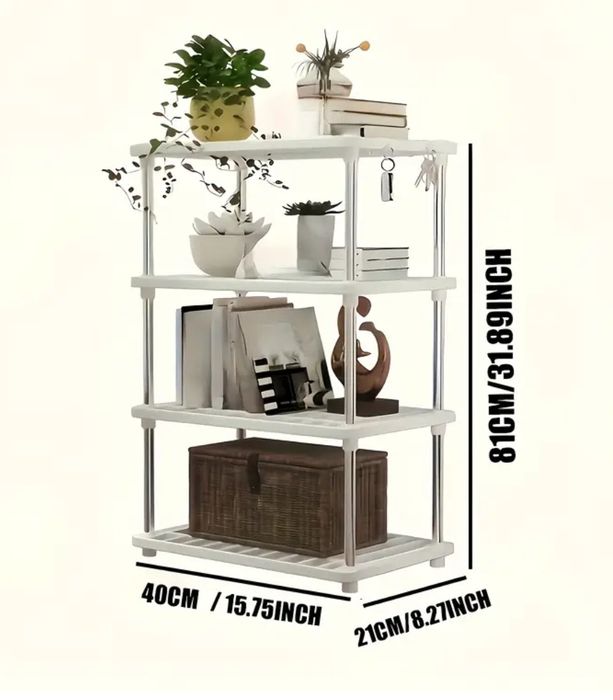 Портативная пластиковая полка стеллаж этажерка 4 уровня