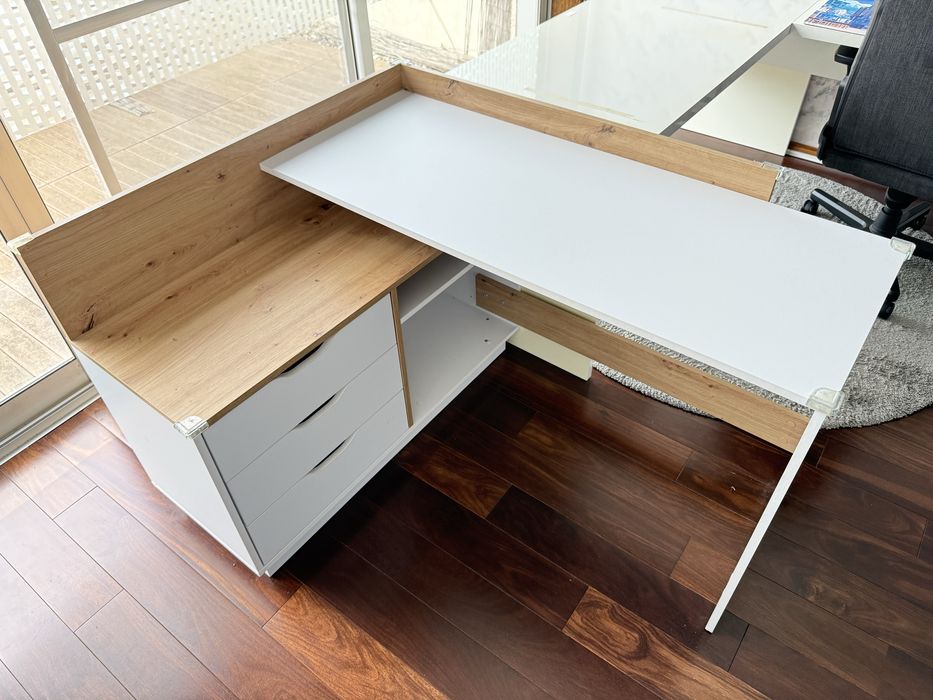 Secretaria em L com 3 gavetas
