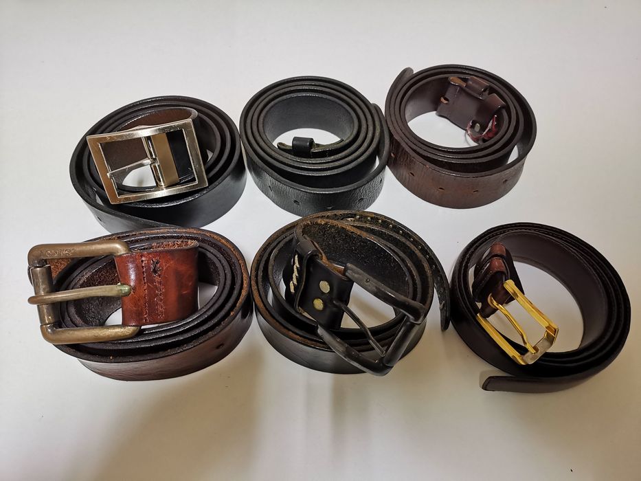 Lote de 6 cintos de pele Genuína