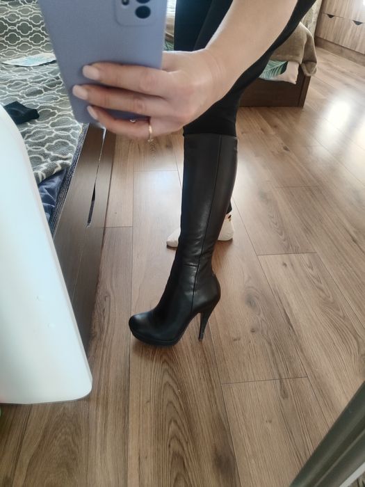 Жіночі зимові сапожки, шкіряні