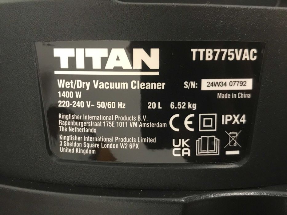 Пилосос для вологого та сухого прибирання Titan TTB775VAC 1400 Вт 20 л