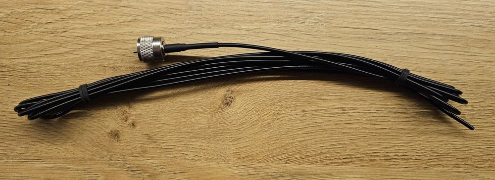 Nowy przewód antenowy CB radio RG-174 z wtykiem UC1, długość 4 metry