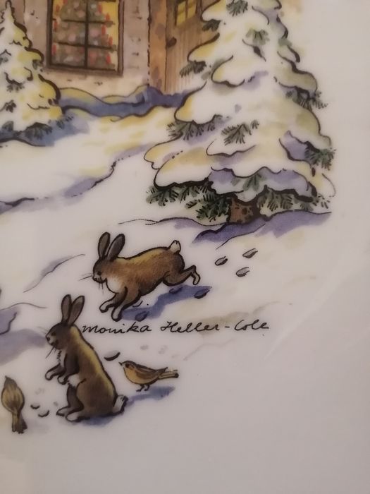 Посуда новогодняя, фарфор, ручная роспись