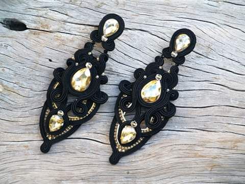 czarne kolczyki ażurowe sutasz bobo glamour