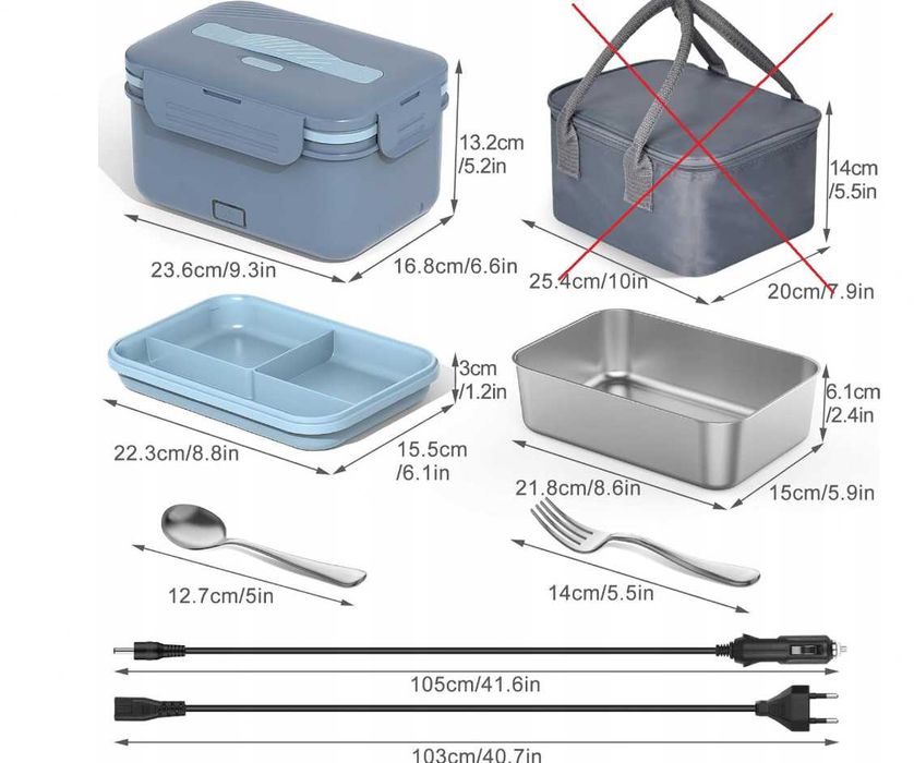Lunchbox elektryczny 1.8L podgrzewacz jedzenia 220V 12V 24V