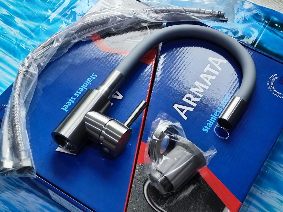 Змішувач для кухні ARMATA SUS 011 REFL black, gray and white