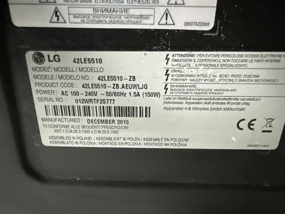 TV LG 42LE5510 com Sem Imagem (para peças ou reparação)