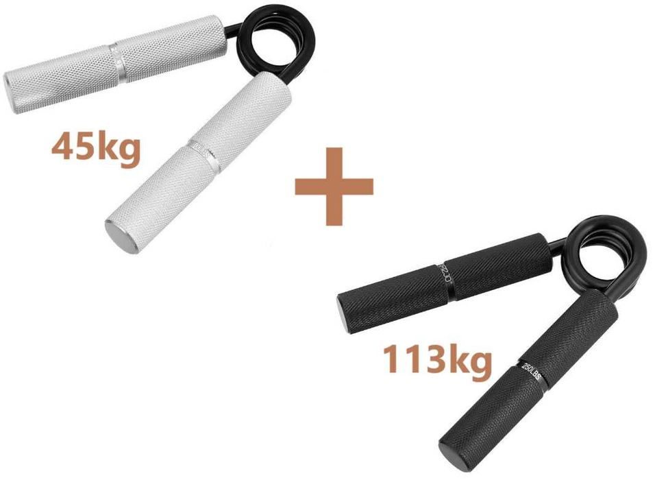 Metalowe Ściskacze do Treningu Dłoni, Rąk 45+113KG Hand ANTYPOŚLIZGOWY