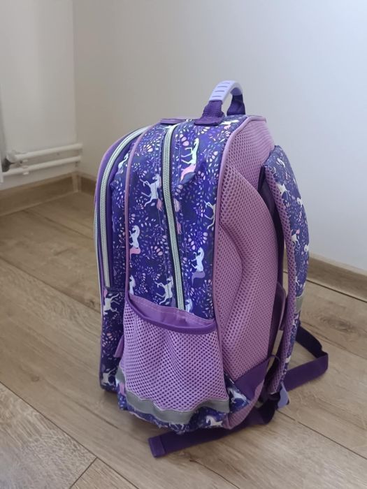 Plecak i piórnik, zestaw, konie, kl.1-3,  fioletowy