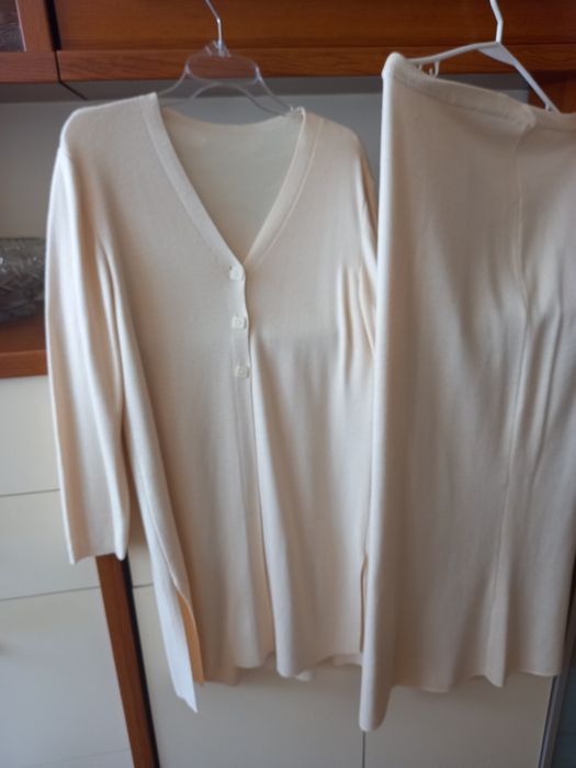 Garsonka spódnica komplet 40 42 L XL ecree wanilowa kaszmir wełnaAkryl