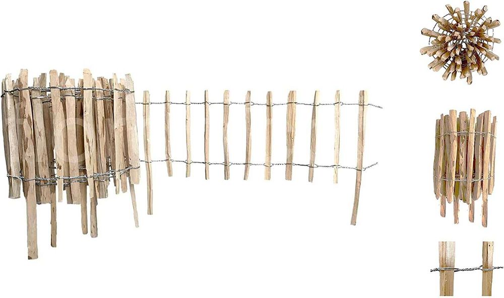 Płot ogrodowy, leszczynowy dł. 500cm z nóżką. Naturalne drewno. NOWY!