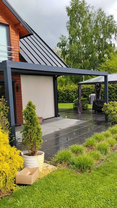 Nowoczesne zadaszenie tarasu 5×4 m – aluminium + poliwęglan