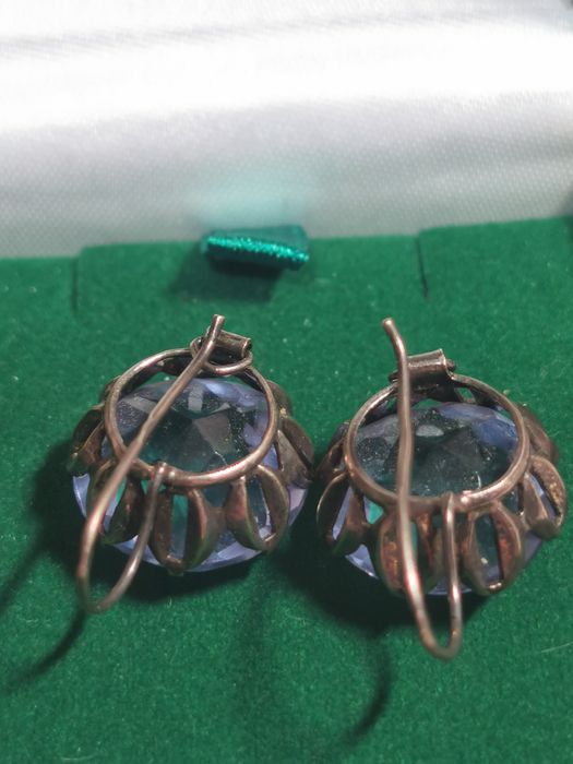 Серебряные серьги с александритом 875 проба