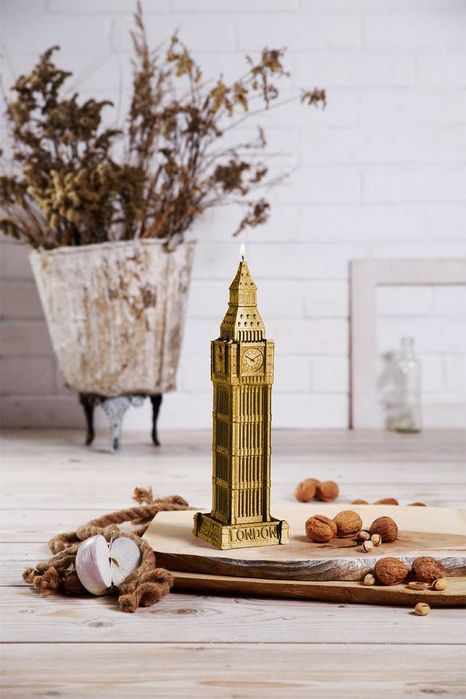 Monumento Big Ben Londres Vela Dourada com 1kg e incenso arona