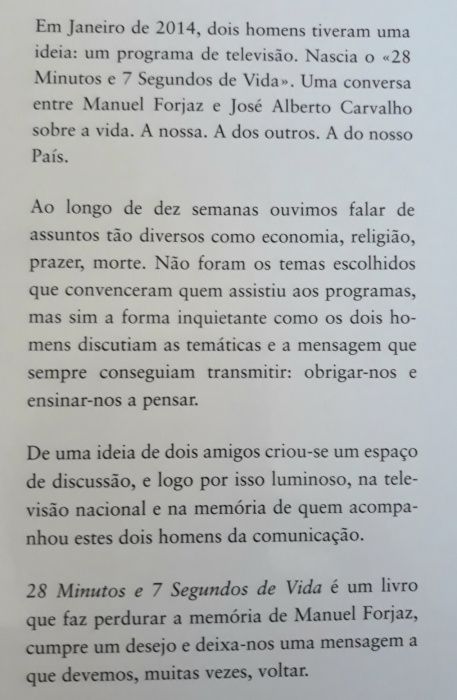 Livro "28 minutos e 7 segundos de vida"