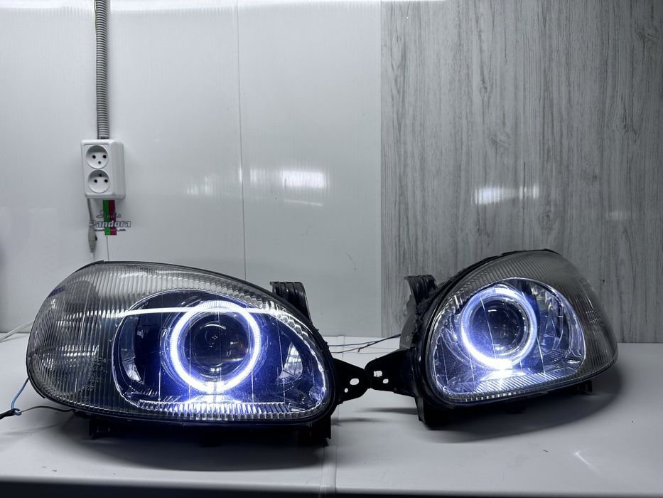 Фары на ланос Установка линз bi led биксенон  линзы свет на авто Led