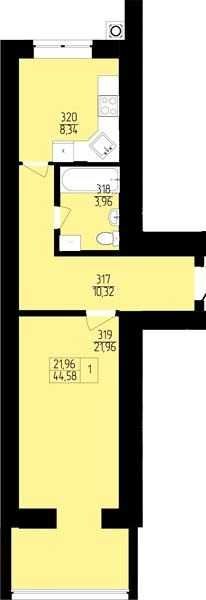 1-к в ЖК "ЯНТАРНИЙ" — вигляд, який надихає! ID 41929