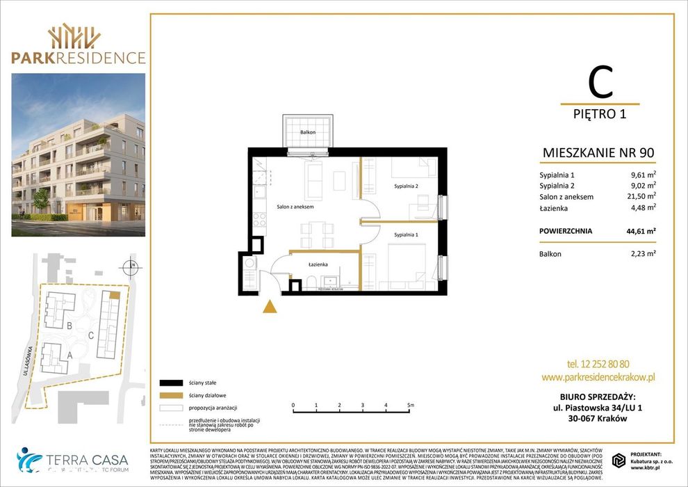 3-pokojowe mieszkanie 44m2 + balkon