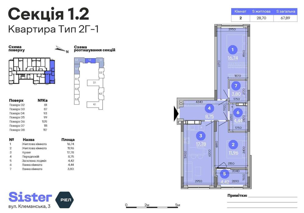 Квартира від забудовника ЖК "Sister" 68 кв.м