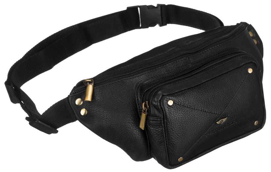 skórzana nerka męska z frontową kieszenią - peterson