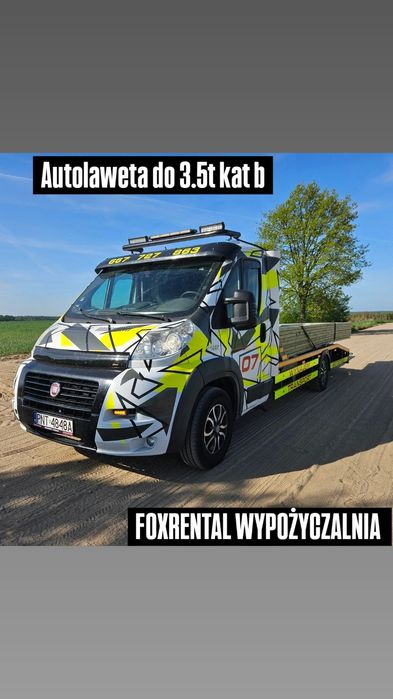 Autolaweta na wynajem Ducato 3.0 najazd wynajem lawety  blaszaki osobo