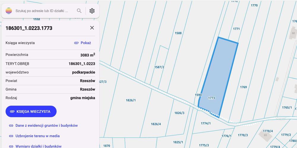 Działka inwestycyjna Rzeszów 3083 m2