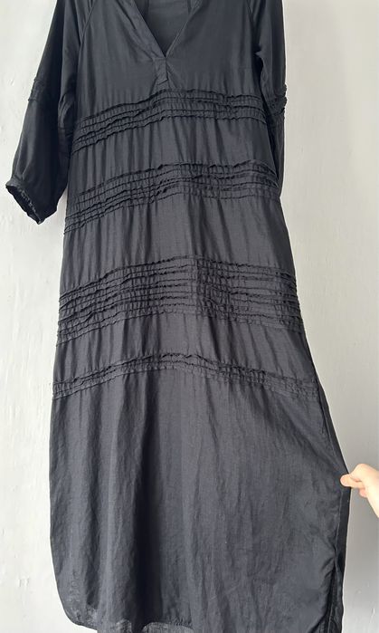 Lniana czarna sukienka 100% len premium