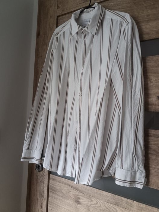 Koszula męska bawełniana w brązowe paski XL