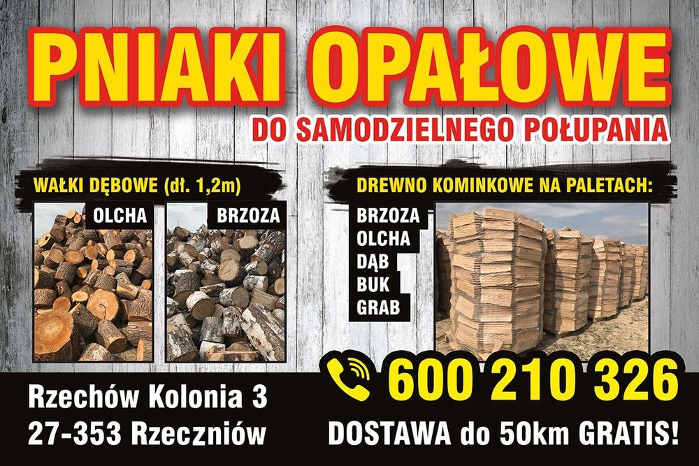 Drewno drzewo opałowe kominkowe kominka pieca opał pniaki suche