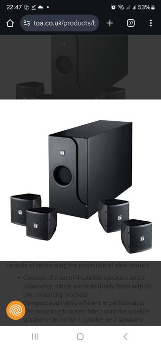 Sistema de som Toa BS-301B 
Compact satellite speaker system