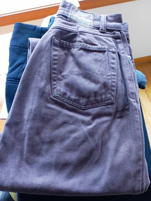 Calças Sarja Unisexo CastanhoAcizentado Fecho Tom Maso Tam 40 Usadas