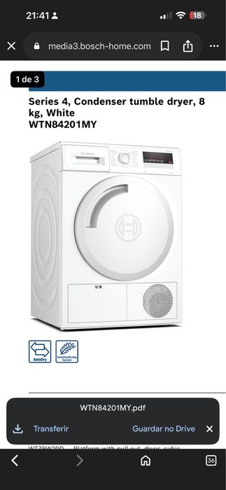 Maquina secar Roupa bosch WTN84201MY/03  Serie 4 ( impecavel )