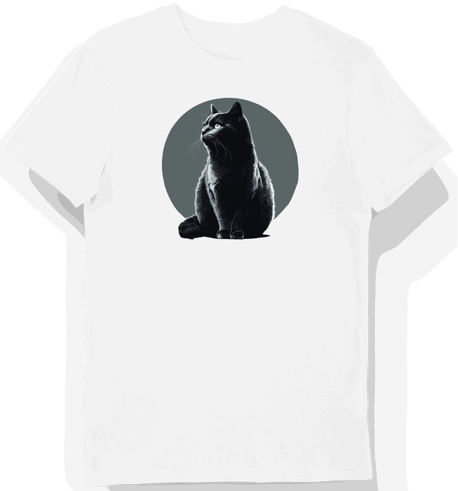 Koszulka męska biała z motywem brytyjskiego kota w szarym odcieniu XXL