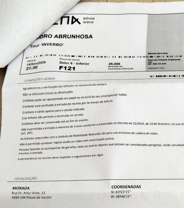 Ingressos  Pedro Abrunhosa Póvoa Arena