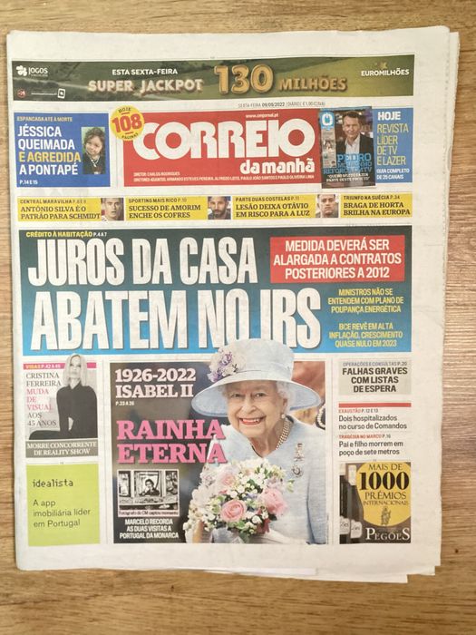 Jornais morte Rainha Elizabeth II nacionais e estrangeiros