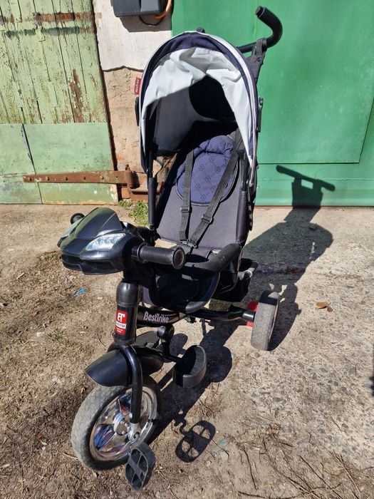 Дитячий триколісний велосипед Best Trike з батьківською ручкою,козирок
