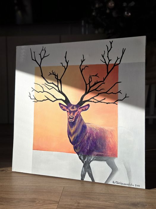 Obraz akryl na płótnie 60x60 cm "Jeleń"