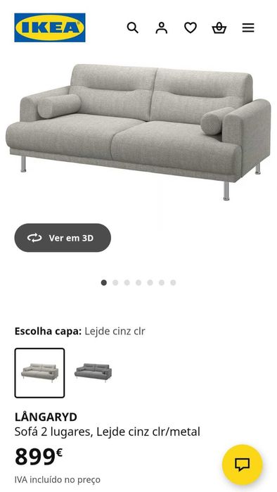 Sofá IKEA LANGARYD 2 lugares – cinza claro (usado)