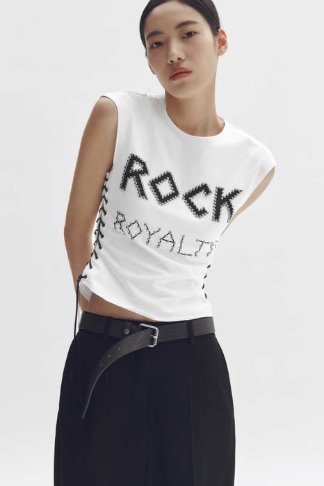 Stella McCartney H&M Top ze sznurowaniem i ćwiekami r.S