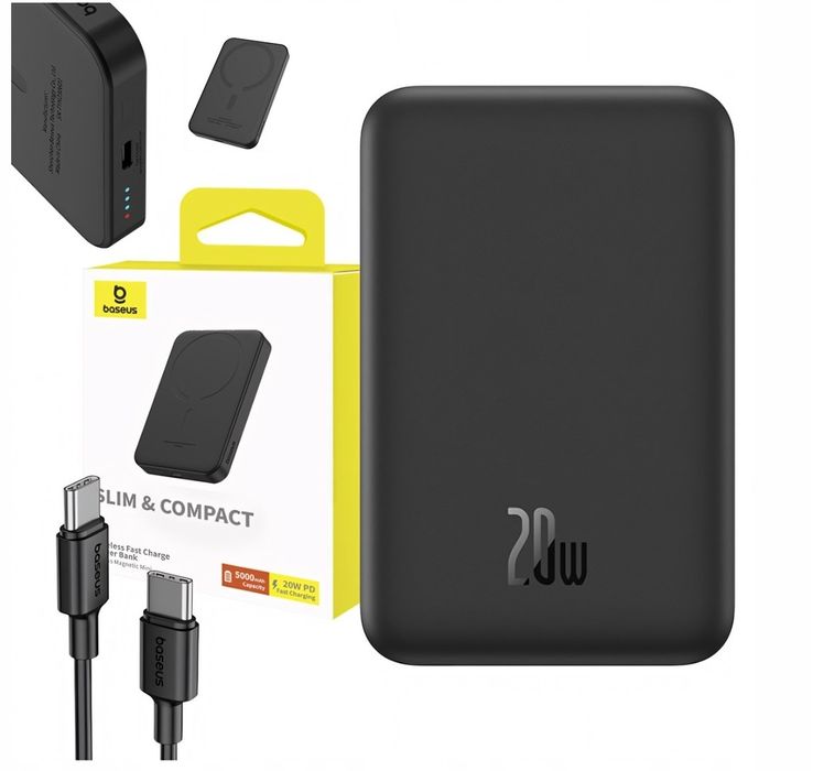 Baseus Magnetyczny Powerbank do Magsafe 5000 Ładowanie indukcyjne 20W