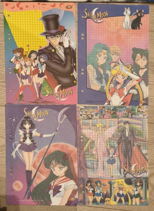 8 karteczek do segregatora Sailor Moon Czarodziejka z Księżyca retro