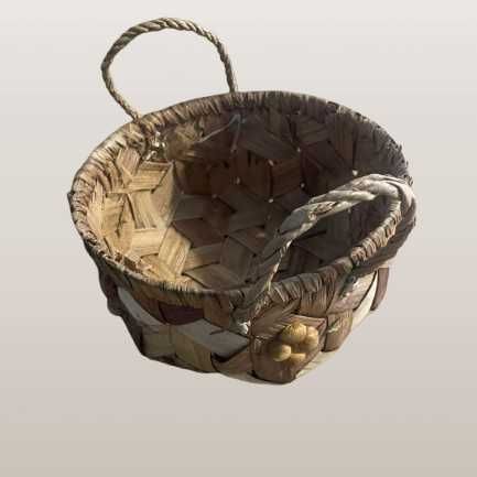 Cesto rústico de ráfia entrelaçada 17 cm diâmetro