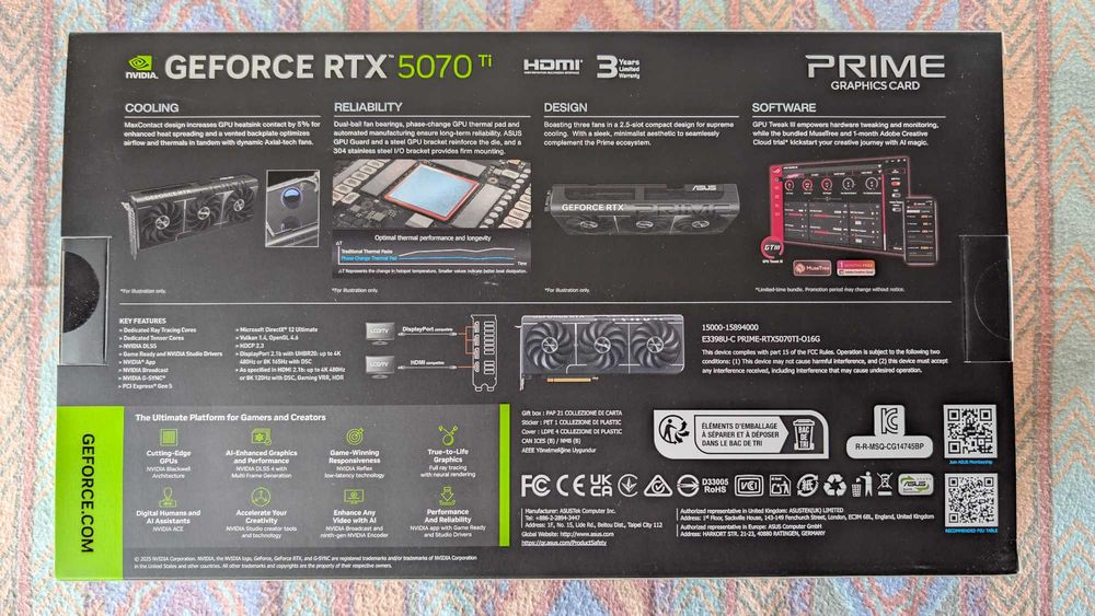 Placa Gráfica GeForce RTX 5070 Ti OC 16GB GDDR7 (ASUS PRIME) - NOVO